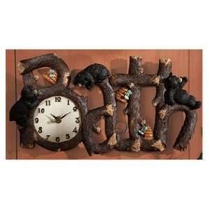    Northwoods Bear Bath Time Clock   Bear Decor
