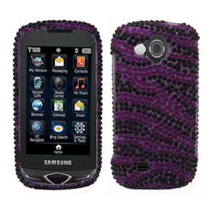 Purple Zebra Crystal Bling Hard Case Cover for Samsung Reality U820