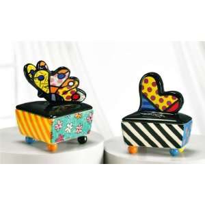  Romero Britto Trinket Boxes, Choose Butterfly or Heart 