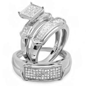   Engagement Ring Trio Bridal Set (0.75 CT, H I Color, I1 I2 Clarity