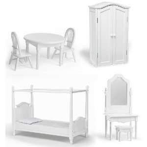   Bed, Vanity, Table & Chairs and Armoire Bedroom Set Toys & Games