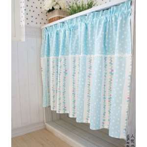   and vintage Blue dots with Lace valance/Cafe Curtain