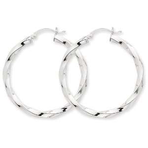  14k White Gold 3mm Twisted Hoop Earrings Jewelry