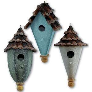  Wooden Birdhouse Ornament 3 Asst