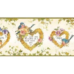  Heart Wreaths and the words love Wallpaper Border ff03122b 